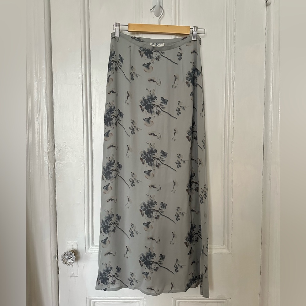 Vintage Floral Silk Maxi Skirt